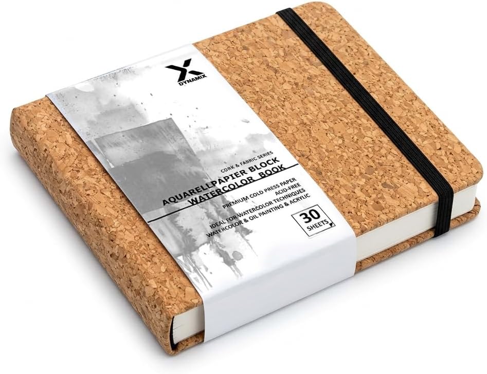 DynamiX Aquarell-Skizzenbuch mit Korkeinband, 16,5 x 12,5 cm