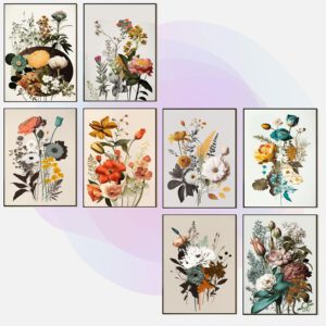 Art-Deco Poster-Set – A4 · Blumenmuster
