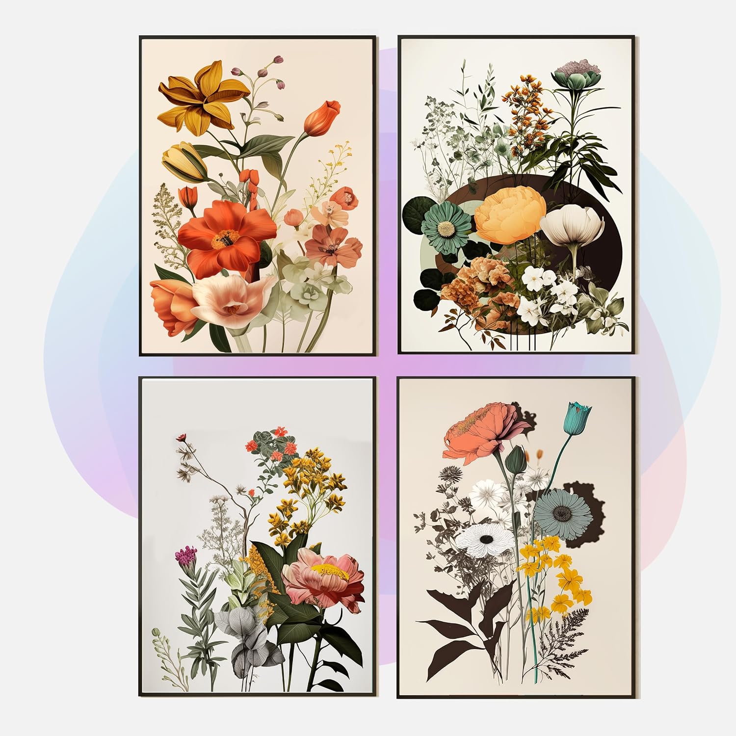 Art-Deco Poster-Set – A4 · Blumenmuster – Bild 2