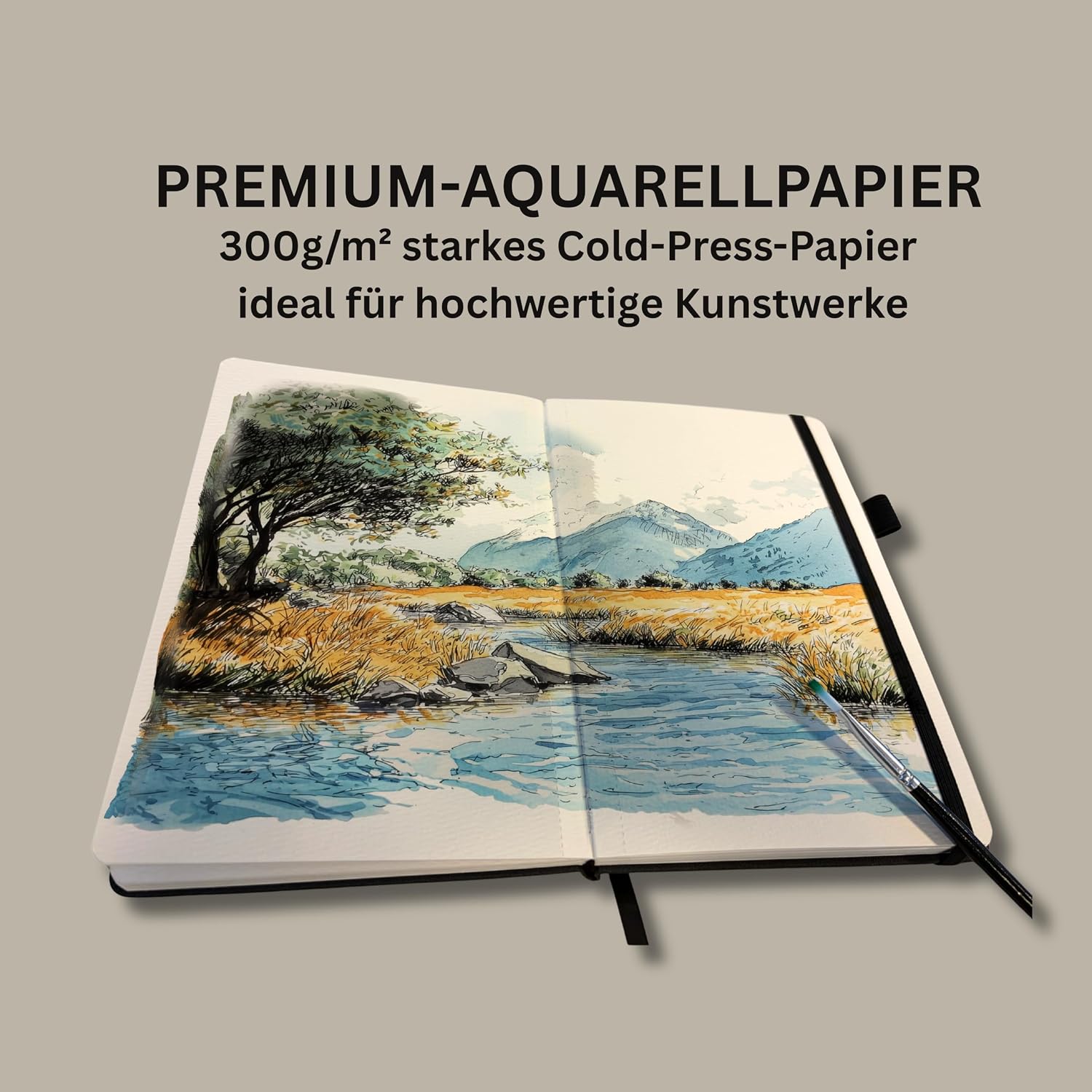 Aquarell-Skizzenbuch Kork & Stoff – Quadrat 21 × 21 cm – Bild 6
